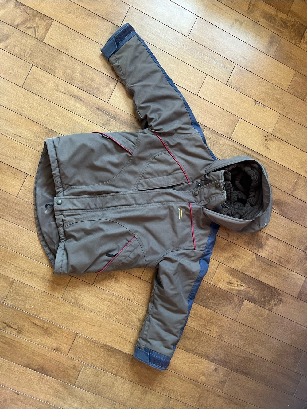 Kids winter coat Chlorophylle brown and touch au blue